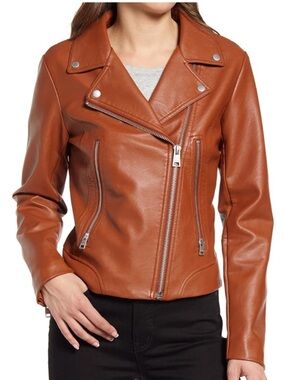 Levi’s Women's Brown Leather Moto Jacket size S NWT